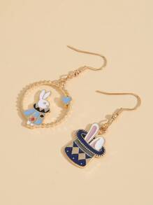 卡通兔子不成對耳環 - 彩色 - 查看 4
