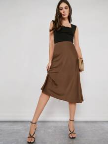 BizChic Women's Solid Color High Waist Satin Maxi Skirt, Elegant Minimalist Office Commuter Skirt, Suitable For Work, Business Casual, Teacher Outfit