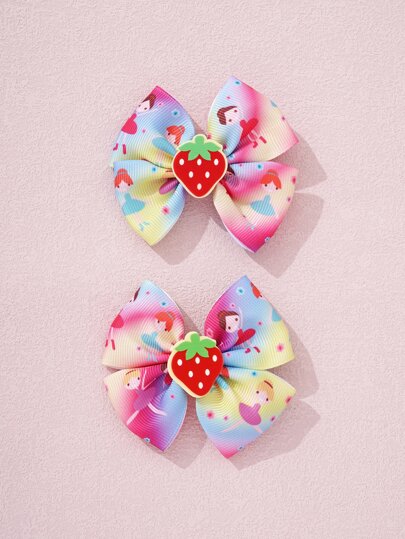 小女童2入組蝴蝶結裝飾髮夾