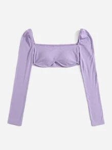 SHEIN ICON Áo nữ màu trơn Gợi cảm - Màu Lilac Tím - Xem 5