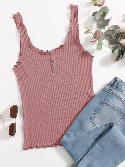 SHEIN Essnce Tank Top mit Wellensaum, Waffelstrick