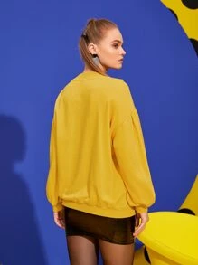 Scube 落肩袖荷葉邊套頭衫 - 芥末黃 - 查看 2