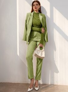 Modelyn Damskie Koszulki Pomarszczona Równy Elegancki - Oliwkowy zielony - Zobacz 6