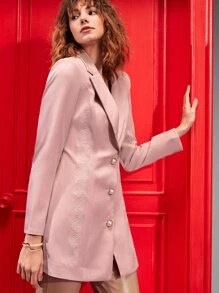 Andrearodma Peak Collar Embroidery Blazer - Baby Pink - View 6