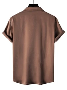 Manfinity Homme Men Button Through Solid Shirt - Coffee Brown - View 2