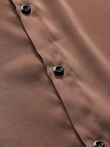 Manfinity Homme Men Button Through Solid Shirt - Coffee Brown - View 6
