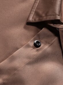 Manfinity Homme Men Button Through Solid Shirt - Coffee Brown - View 7