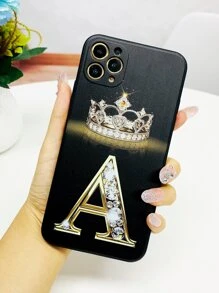 Etui na telefon z grafiką w kształcie korony i litery kompatybilne z iPhonem 11, iPhonem 13, iPhonem 14 Pro Max