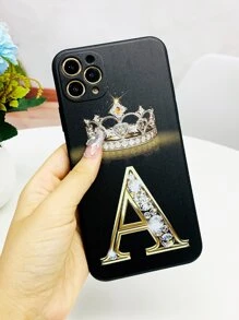 Etui na telefon z grafiką w kształcie korony i litery kompatybilne z iPhonem 11, iPhonem 13, iPhonem 14 Pro Max