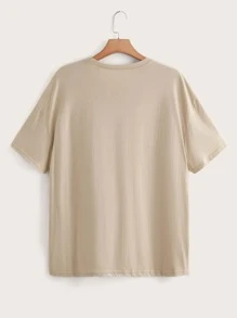 Flirla 大碼青蛙和蝴蝶圖案落肩T恤 - 杏色 - 查看 2