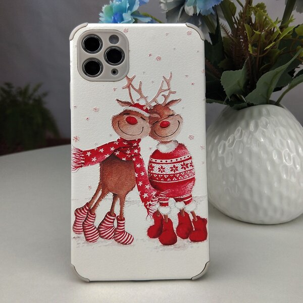 

Christmas Elk Print Phone Case, Multicolor