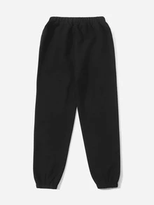 女孩中國龍圖案衛褲 - 黑色 - 查看 2