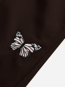SHEIN EZwear Butterfly Print Crop Tee & Drawstring Sweatpants Set