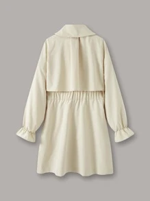 Girls Flounce Sleeve Overlay Trench Coat - Apricot - View 2