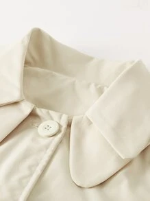 Girls Flounce Sleeve Overlay Trench Coat - Apricot - View 4