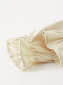 Girls Flounce Sleeve Overlay Trench Coat - Apricot - View 5