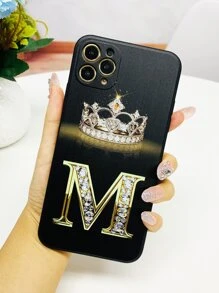 Crown & Letter Graphic Phone Case Compatible With IPhone 11,IPhone 13,IPhone 14 Pro Max - Multicolor - View 2