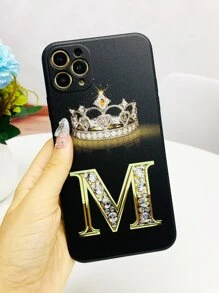 Crown & Letter Graphic Phone Case Compatible With IPhone 11,IPhone 13,IPhone 14 Pro Max - Multicolor - View 3