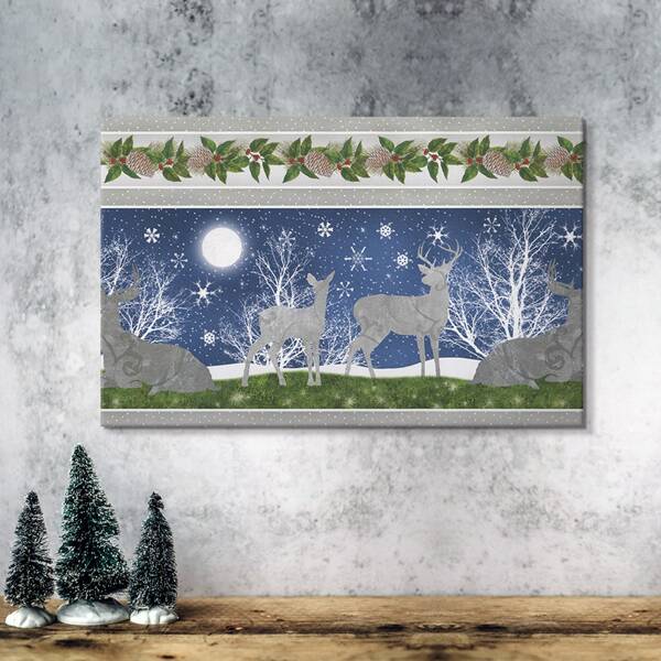 

Christmas Elk & Tree Print Unframed Painting, Multicolor