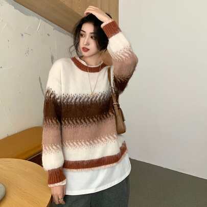 풀오버 스웨트 옷단 퍼즐 드롭 숄더 플러피