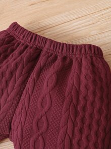 Baby Color Block Cable Textured Pullover & Sweatpants - Multicolor - View 3