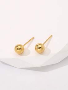 球耳釘 - 金黃色 - 查看 2