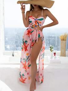 Breezaya Swimsuits For Woman Summer Beach 3packs Floral Print Ruffle Hem Bikini Set & Beach Bikini Set - Multicolor - View 1