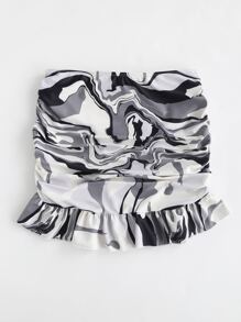 Marble Print Bikini Skort - Multicolor - View 2