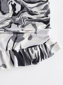 Marble Print Bikini Skort - Multicolor - View 3