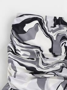 Marble Print Bikini Skort - Multicolor - View 4