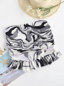 Marble Print Bikini Skort - Multicolor - View 5