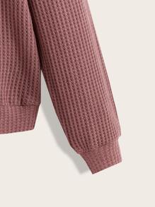 SHEIN LUNE 华夫格针织落肩套头衫 勃艮第红毛衣 女款 栗色毛衣 莫莱托姆·罗莎 毕业典礼、返校服装、毕业典礼、女士教师服装、秋冬返校