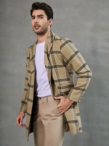 Manfinity Áo choàng Nam Nút phía trước Sọc ca rô Giải trí - Nhiều màu - Xem 1