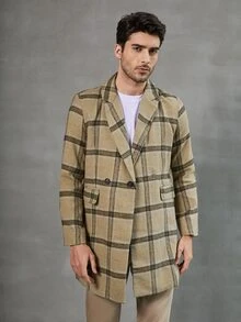 Manfinity Áo choàng Nam Nút phía trước Sọc ca rô Giải trí - Nhiều màu - Xem 4