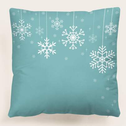 Christmas Snowflake Print Cushion Cover Without Filler