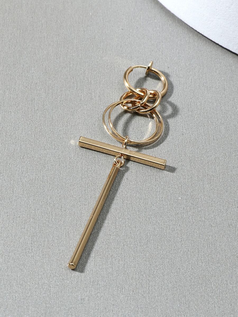 Hoa tai thả trang trí hình học nam - Vàng - Xem 1