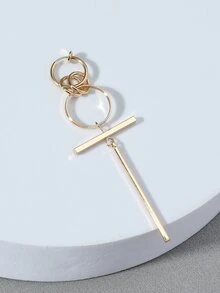 Hoa tai thả trang trí hình học nam - Vàng - Xem 2