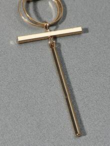 Hoa tai thả trang trí hình học nam - Vàng - Xem 3