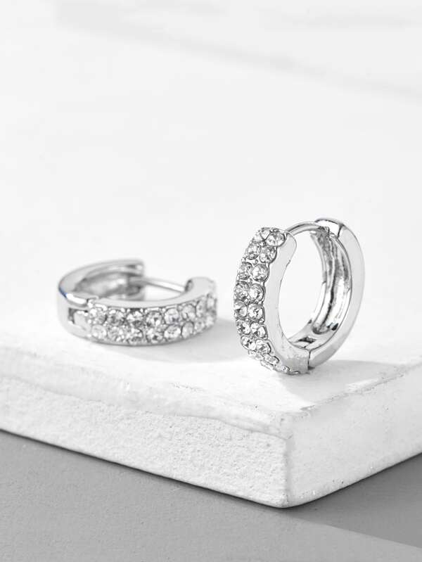 For Women Men Punk Hip Hop Style Rock Party Full Rhinestone Gorgeous Decor Hoop Earrings Alloy Material For Jewelry Gift