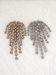 Rhinestone Tassel Earrings - Champagne - View 1