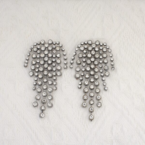 

Rhinestone Tassel Earrings, Silver