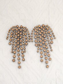 Rhinestone Tassel Earrings - Champagne - View 3