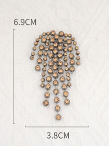 Rhinestone Tassel Earrings - Champagne - View 4