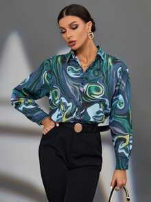 Áo sơ mi nữ Nút phía trước Tất cả trên in Giải trí - Nhiều màu - Xem 3