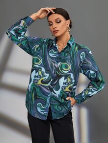 Áo sơ mi nữ Nút phía trước Tất cả trên in Giải trí - Nhiều màu - Xem 5