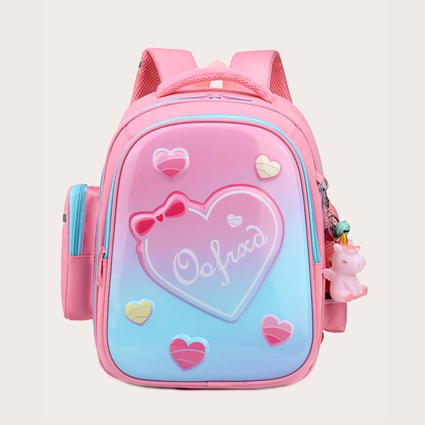 

Girls Colorblock Heart Graphic Backpack, Pink