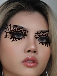 2sheets Halloween Eye Tattoo Sticker - Black - View 2