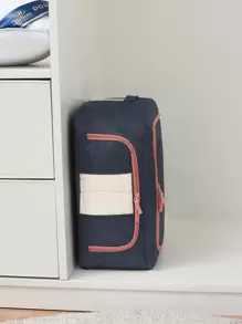 1pc Foldable Quilt Storage Box - Navy Blue - View 3