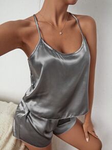 Bộ đồ ngủ Nữ màu trơn Thanh lịch - Xám - Xem 4