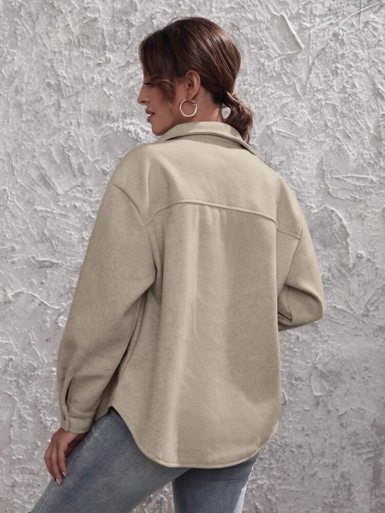 Flap Pocket Drop Shoulder Coat